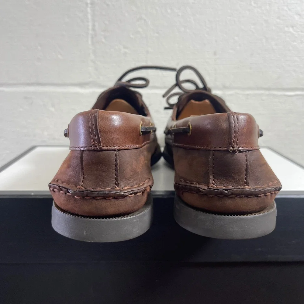 Sperry Top Sider 0195412 Brown Leather Boat Shoe 2 Eye‎ Slip On Men's Size 10 M